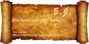 Berkovits Józsa névjegykártya